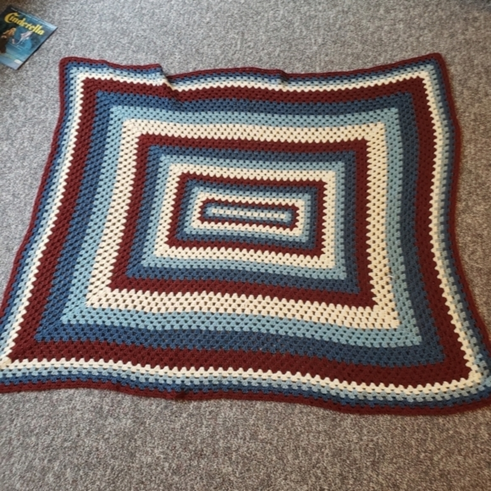 Blue, White, and Brown Afghanโ